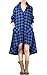 Mordenmiss Women's New Plaid Long Sleeve Button Down Hi-Low Hem Shirt Dress XL-Blue