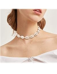 FUTTMI 9 Pieces Natural Shell Chokers Necklace Handmade Shell Pearl Beach Choker Jewelry for Womens