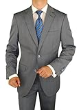 Bianco B Men's 3 Piece Suit Side-Vent Jacket Flat Front Pant Extra Trousers