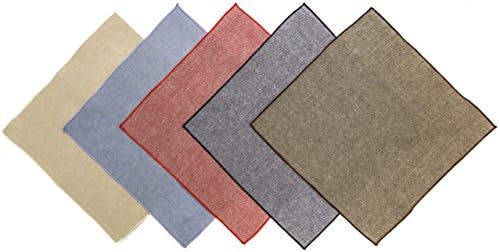 Premium Chambray Pocket Squares - Set of 5 (Solid Chambray)