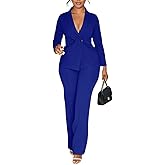 knowfashionstyle Womens Suits 2 Piece Set Business Breasted Blazer Pants Sets Casual Long Sleeve Formal Work Suit with Pocket