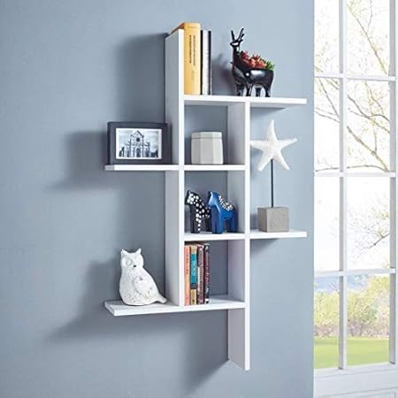 Woodkartindia Beautiful Big Wall Shelf Wall Rack/Latest Design Wall Shelves for Home Decor, Living Room Decor, Office Decor, Wall Decor (White)