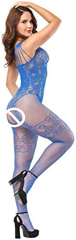 Ciimii Womens Strap Floral Crotchless Bodystocking Plus Size Bodysuit for Women
