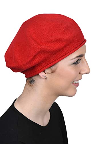 Beret for Women 100% Cotton Solid - Red