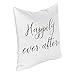 FabricMCC Cotton Linen Throw Pillow Cover - Happily Ever After - Home Decor - Wedding Gift - Cushion Cover 18 X 18 - Pillowcase for Couch