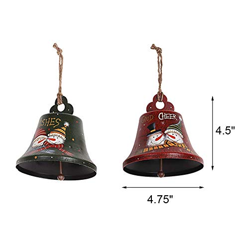 Attraction Design Christmas Tree Ornaments Holiday Decorations Hand Painted Snowman Metal Bell Ornaments (Cheer)