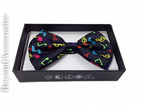 New Suspender Bow Tie Matching Colors Adults Unisex Formal - Halloween - Rainbow Music Note Combo