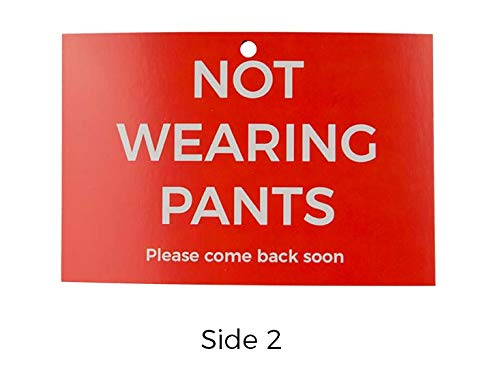Funny Office Gag Gift for Coworkers - Novelty Signs - Not Wearing Pants Office Door Sign - Thumbnail 3