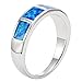Sterling Silver Created Blue Opal Band Ring (October Birthstone)