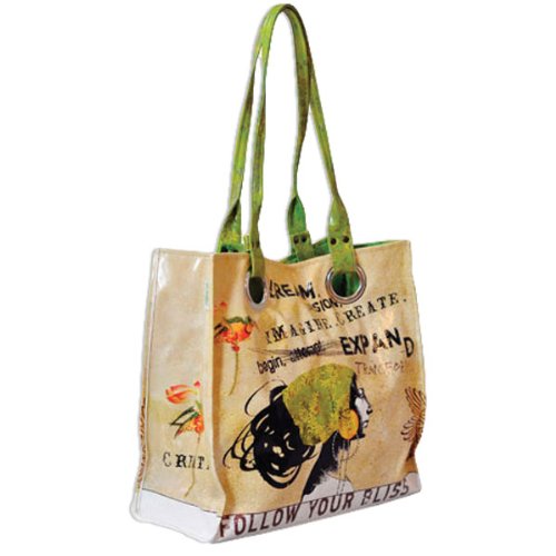 Papaya Art Dream Word Art Watercolor Luxe Oil Cloth Vegan Tote Handbag Purse