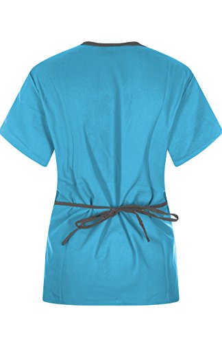 MedPro Women's Medical Scrub Set Mock Wrap and Cargo Turquoise L (GT-756)