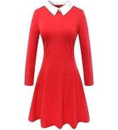 Long Sleeve Dress LUYANA Women's Peter Pan Collar A-Line Dress - Long Sleeve Fit And Flare Skater Style Peter Pan Costume Long Sleeve Dress LUYANA Women's Peter Pan Collar A-Line Dress - Long Sleeve Fit And Flare Skater Style Peter Pan Costume