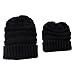 DEMTER Unisex Winter Warm Cable Knitting Hat Parent-Child Hats Wool Baggy Slouchy Thick Beanie Skull Cap For Women Men 2 Packs (Black)