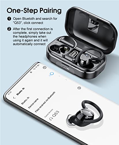 2022 Upgrade Wireless Earbuds,VOESUD Bluetooth 5.3 Headphones with Mic,Wireless Headphones Running with IP7 Waterproof Ear Hooks,Touch Control for Sport/Work