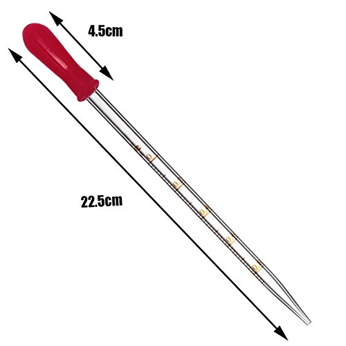 OESS Thick Glass Graduated Dropper Pipettes 1ml with Red Rubber Caps Pk/4