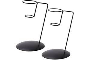 luzen 2Pcs Iron Metal Ice Cream Cone Rack Holder Single Ice Cream Cone Serving Treats Stand with Round Base French Fries Display Stand for Kitchen Bar Restaurant Party Supplies, Black