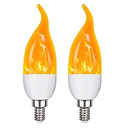OHLGT E12 Flame Bulbs 2 Pack, 3 Mode LED Candelabra