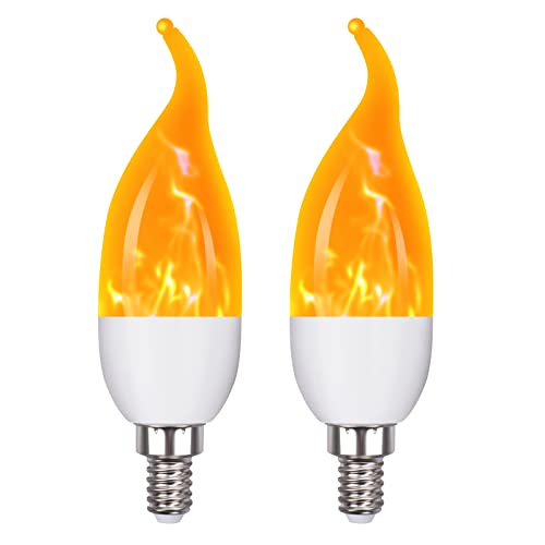 OHLGT E12 Flame Bulbs 2 Pack, 3 Mode LED Candelabra