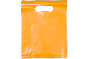 ysmile Small Plastic Merchandise Bag for Small Business Plastic Shopping Bag with Handle Retail Boutique Gift Wrapping 100 ct 5.9"x7.8" 2.5 Mil - Orange