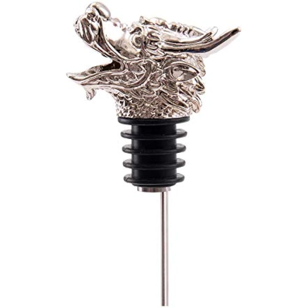 Premium Wine Pourers Dragon Bottle Aerator And 2 Stoppers, Made Of Zinc