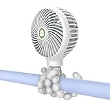 Mini Handheld Stroller Fan,Small Personal Portable Table Fan with USB Rechargeable Battery Operated Cooling Adjustable Electric Desk Fan for Travel Office Room Outdoor Household (White)