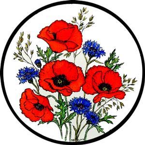 Static Window Cling in a Poppies and Cornflowers Design