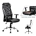 LCH Mesh Office Chair High-Back PU Leather Home Computer Desk Chair Executive Ergonomic Swivel Chair Padded Headrest Lumbar Support Adjustable Arms(Black)