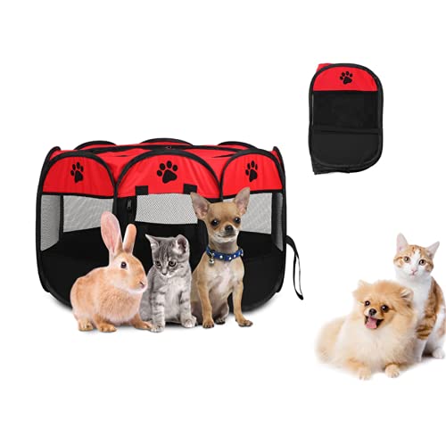 Portable Pet Playpen, Oxford Cloth, 8-Panel Mesh Design, Foldable Tent for Dogs, Cats, Rabbits, Guinea Pigs, Indoor/Outdoor Use, 70.5 x 45 cm