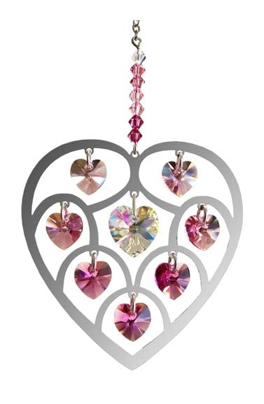 Heart Of Hearts - Large Crystal Suncatcher Pure Radiance Heart Deep Rose