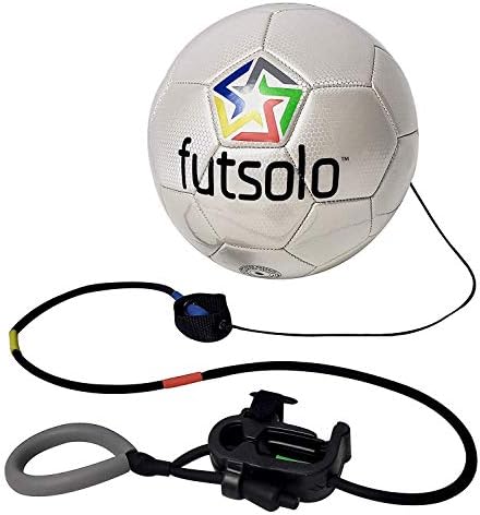 Futsolo Sidekick Soccer Training Ball –Solo Soccer Trainer Ball with Elastic Kick-Return String & Adjustable Settings –Soccer Training Equipment for Juggling, Technique Practice, Reflex Improvement