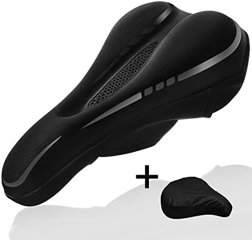 FengNiao Bike Seat Cover, Gel Bike Saddle Cover with Water/Dust Resistant Cover, Extra Soft Bike Saddle Cushion for Women and Men, Fits Spin Bike Road Bike, Cruiser and Stationary Bikes