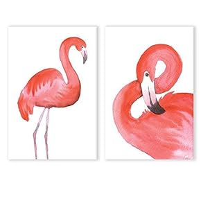 2 Panel Watercolor Style Red Flamingoes x 2 Panels