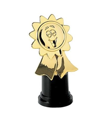Dondor Plastic Gold Trophy Awards - Bulk Trophy Awards! (HAPPY FACE)