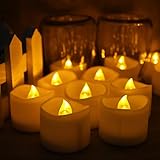 Onlyhome Battery Operated LED Tea Lights, Pack of 24, Flickering Flameless Candles with Warm White Flickering Bulb light, Small Electric Fake Tea Candle Realistic for Wedding, Table, Gift,Outdoor