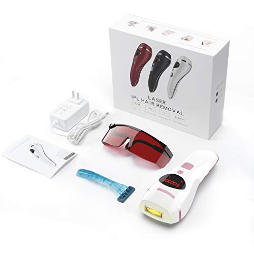 IPL Hair Removal System for Women & Men Permanent Painless 600,000 Flashes Body Facial Profesional Device Hair Remover Treatment Wholebody Home Use (White-Rose)