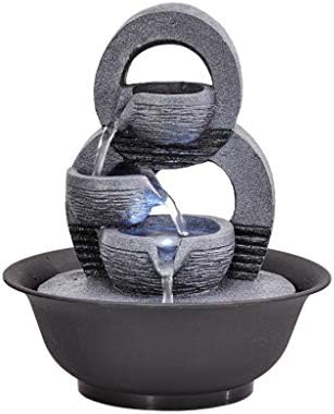 Simple Geometric Fish Tank Ornaments Living Room Waterfall Fountain Water Feature Craft Desk Decoration Ornaments (color : 21.5 * 21.5 * 24.5cm)