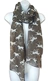 Gorgeous Designer Style Horse Print Scarf, Shawl, Sarong (Dark Grey)