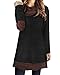 Styleword Women's Long Sleeve Drape Scarf Neck Patchwork Casual Tunic Top(Black,XL)