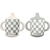 KIDSco. Silicone Sippy Cups (2 Pack) – Soft Spout & Easy Grip Handles for Babies 6+ months, Plastic Free, Toxic Free Silicone, Leak-Resistant, Dishwasher Safe (Checkers)