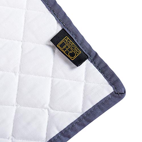 Addicted DEPO - Cotton Quilted Sewing Machine Dust Cover - Universal for Most Standard Singer & Brother Machines | Coto (White/Grey Strip)
