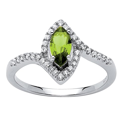 Simulated Birthstone and Cubic Zirconia .925 Silver Halo Ring - February - Simulated Amethyst