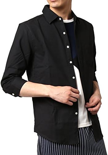 卓出 メンズ 綿麻リネン ストレッチ オックス 七分袖シャツ 綿麻シャツ カジュアルシャツ