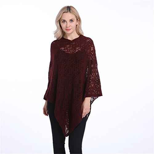 Leoparts Women Soft Knitted Pullover V Neck Batwing Poncho Cape Spring Sweater Cloak Shawl