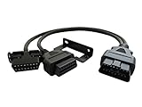 Fotag 16pin Male to Female OBD2 OBDII Y Adapter Diagnostic Splitter Connector Cable with Underdash Bracket for All Car 50CM