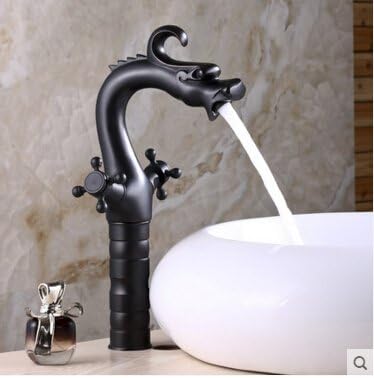 Tyrants Faucet Kitchen faucet NET faucet Bathroom faucet High Oil Rubbed Bronze Bathroom Basin Faucet Black Color Basin Sink Mixer Tap Deck Mounted Dual Cross Handles Torneira,Brass,Yellow