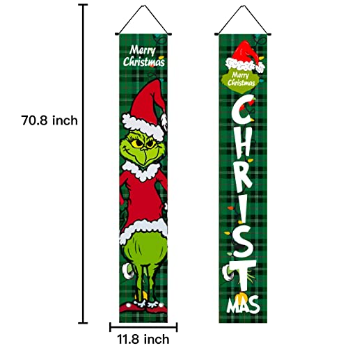 Christmas Porch Sign Aofuery Christmas Door Banner Christmas Door Decorations Hanging Banner Decoration Indoor Outdoor,X-Max Yard Sign Banner for House Door Office Living Room Wall Party 70.8\