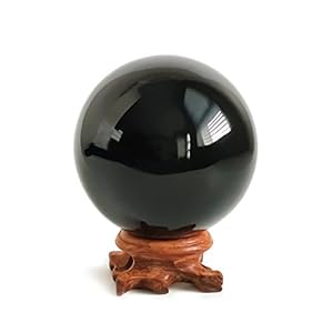 Black Crystal Ball 70 mm / 2.8” of Obsidian Stone, For Feng Shui, Meditation, Crystal Healing, Divination, Home Decoration