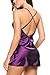 Avidlove Women Lingerie V Neck Nightwear Sexy Satin Sleepwear Lace Chemise Mini Teddy (XXL, Purple)