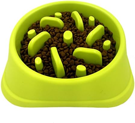 HOOPETS Dog Food Bowl Slow Eating Anti-Choke Pet Fun Feeder Bowl for Puppies and Middle Size Dogs Cats Food Water Feeding, Green