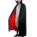 Jila Adult Devil Vampire Costume Cloak Medieval Long Black Red Reversible Halloween Cosplay Cape (L 48